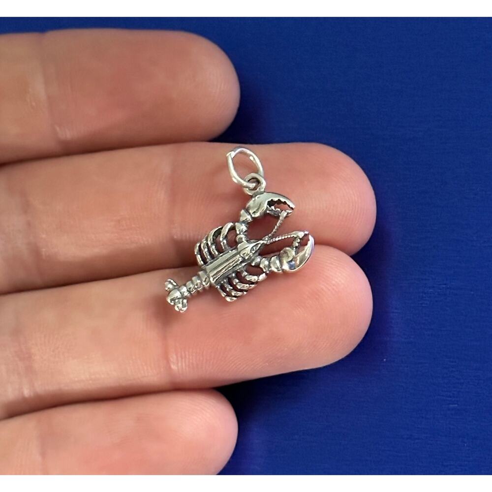 Sterling Silver Oxidized Lobster Charm